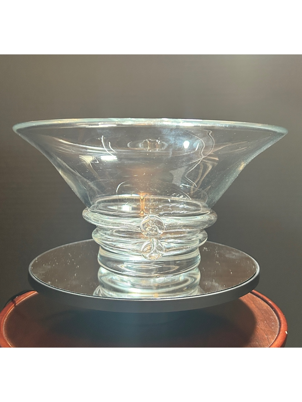 Glass Serving or Centerpiece Bowl with Applied Glass Bands